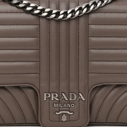 Prada Soft Calfskin Impunture Diagramme Large Chain Flap Shoulder Bag Bambu 7 of 9