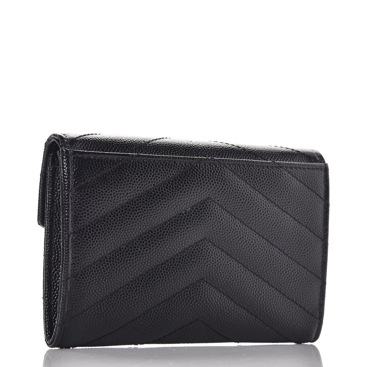 Grain De Poudre Matelasse Chevron Small Monogram Envelope Wallet Black