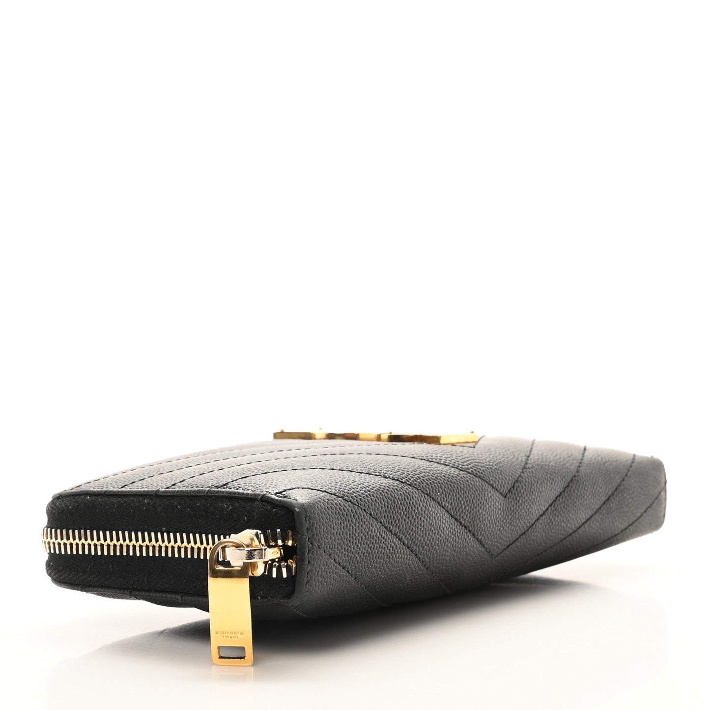 Grain De Poudre Matelasse Chevron Monogram Zip Around Wallet Black
