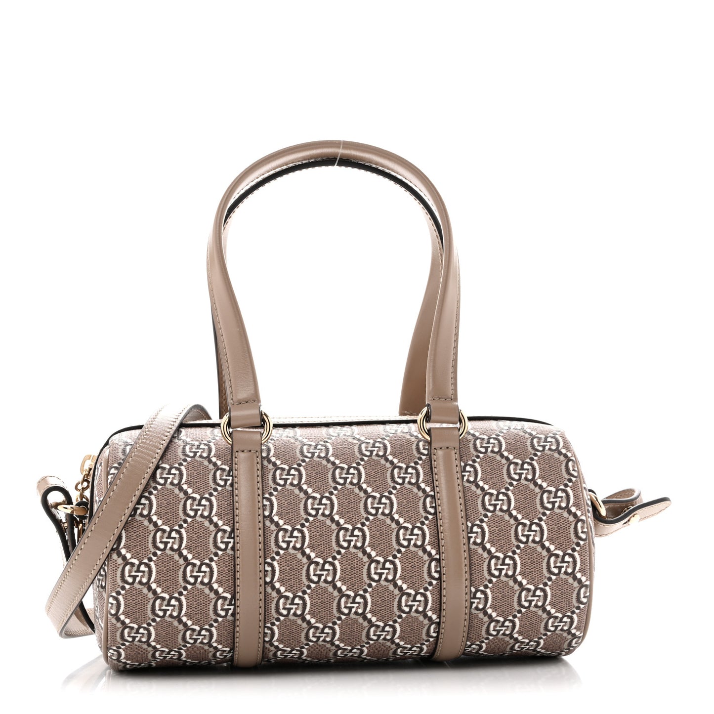 GG Shadow Monogram Top Handle Bowler Bag Rocky Ebony Grey White Rocky