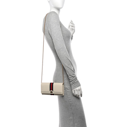 Gucci Textured Calfskin Web Ophidia Wallet On Chain Mystic White 2 of 12
