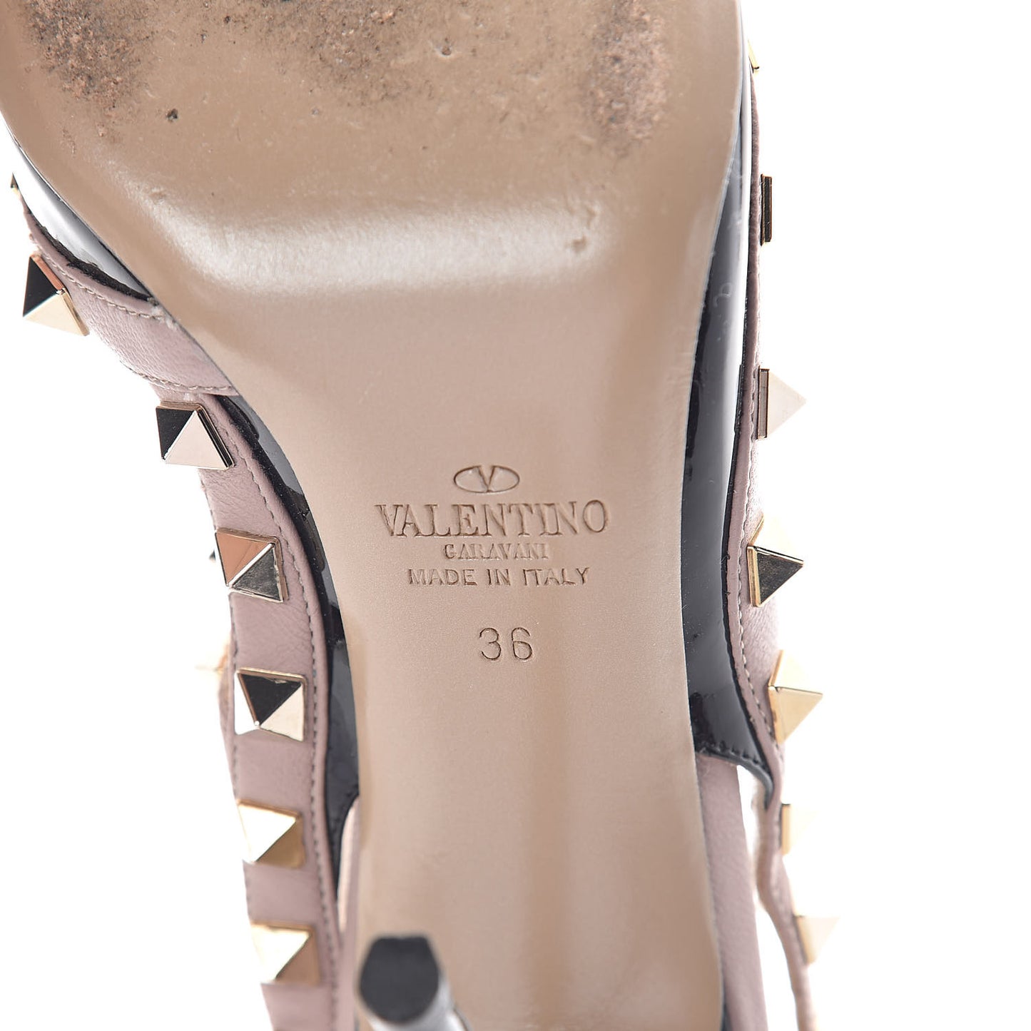 Patent Nappa Rockstud Ankle Strap 100mm Pumps 36 Black Poudre