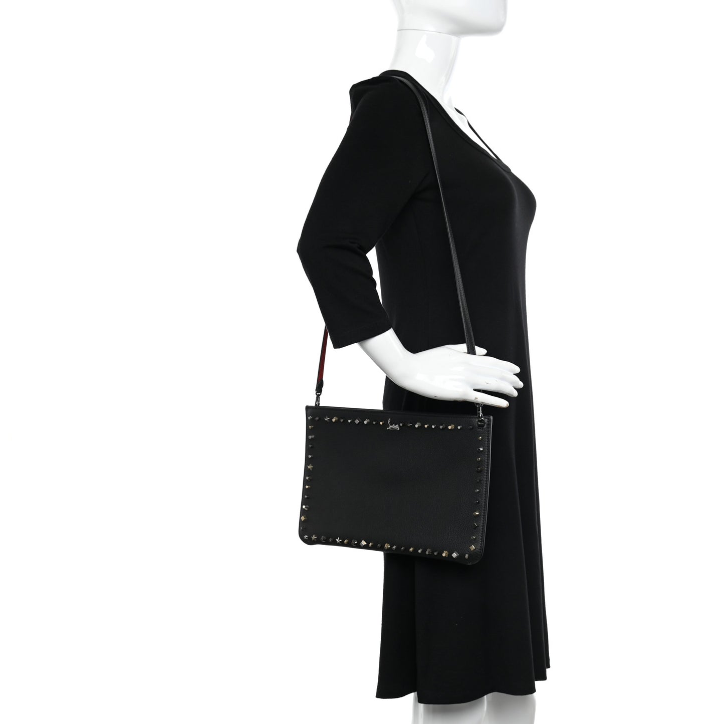 Calfskin Empire Trashmix Spike Loubiclutch Clutch Black