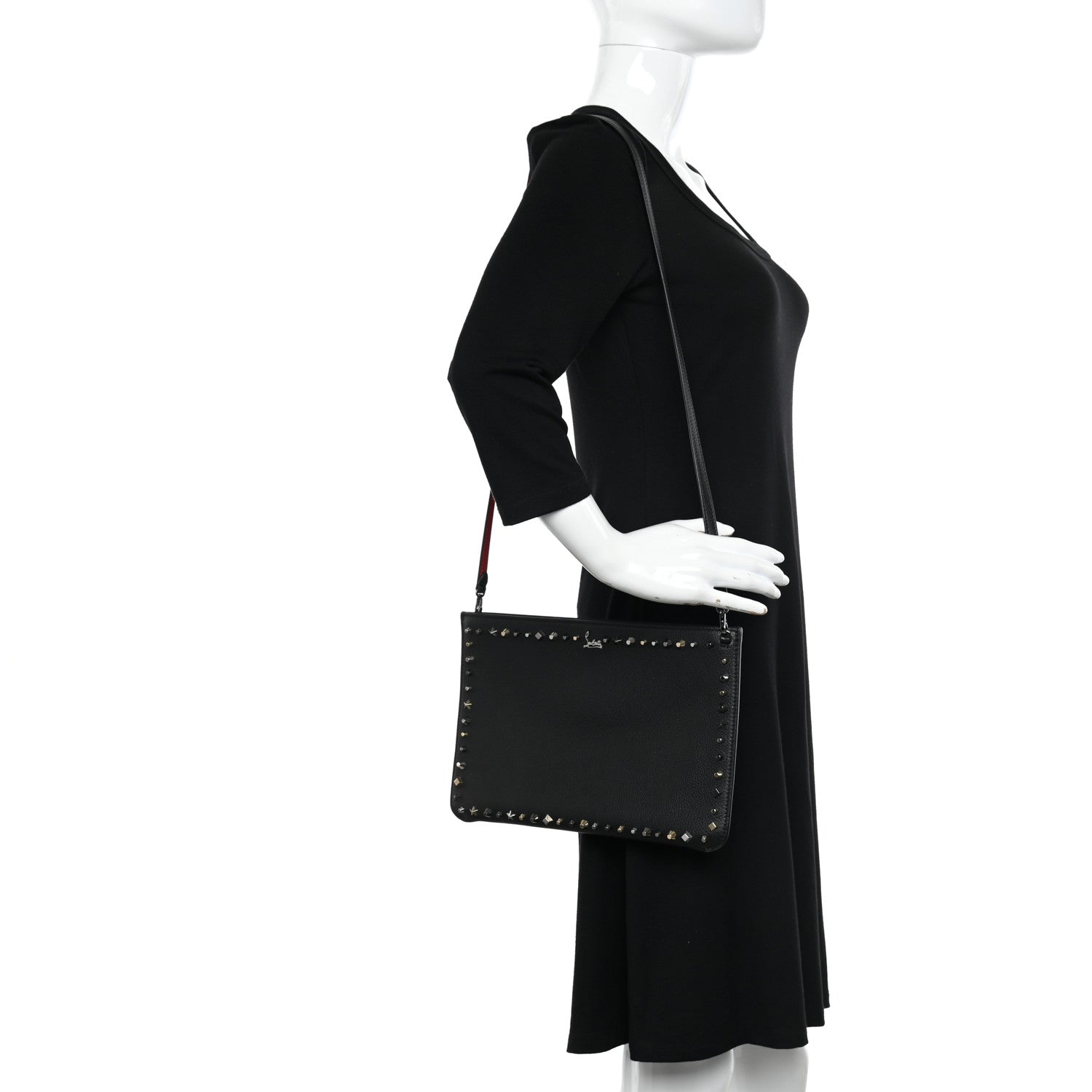 Christian Louboutin Calfskin Empire Trashmix Spike Loubiclutch Clutch Black 2 of 10