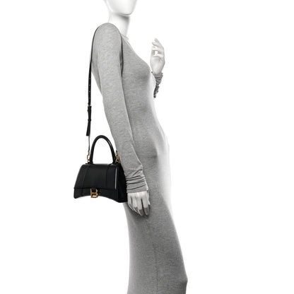 Balenciaga Shiny Box Calfskin Small Hourglass Top Handle Bag Black 2 of 9
