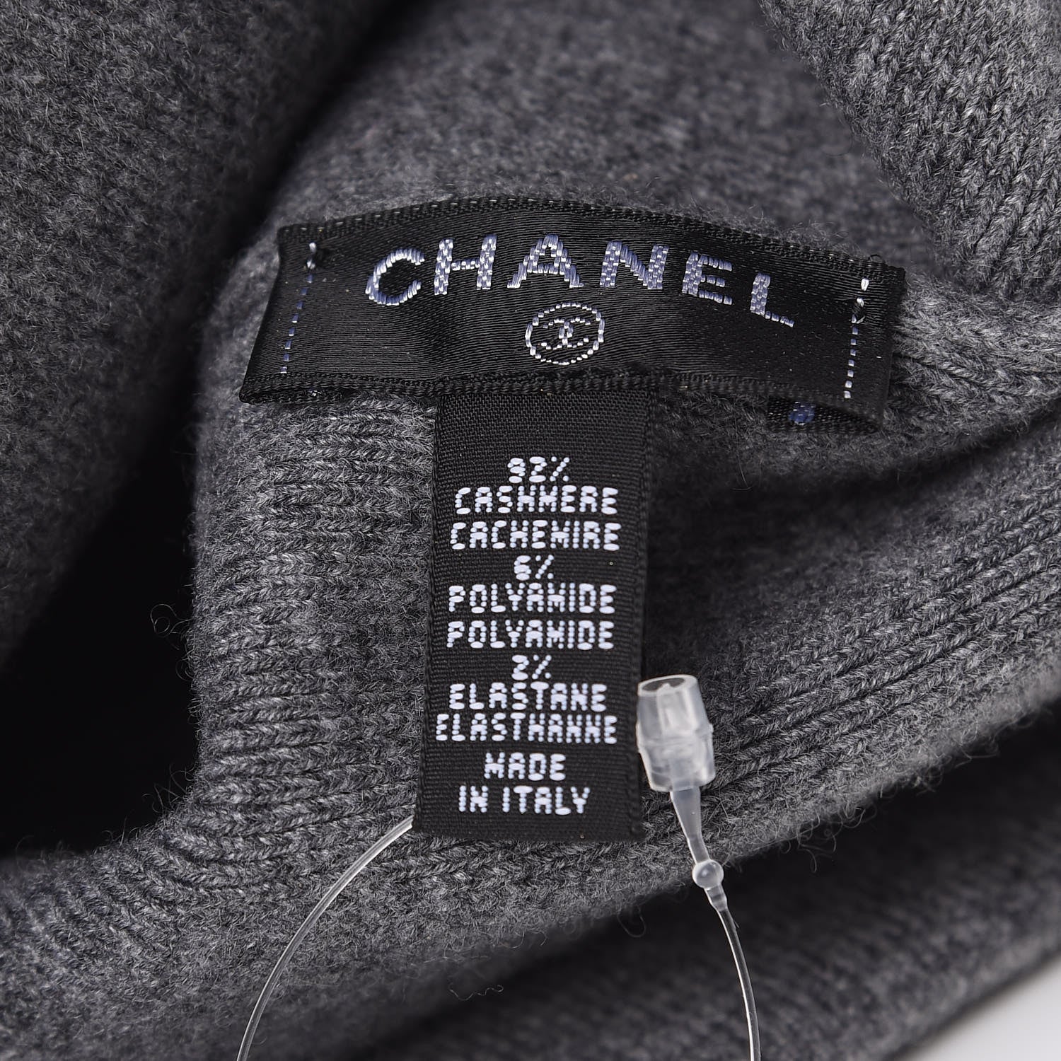 Chanel Cashmere Blend CC Beanie Hat Grey 4 of 5