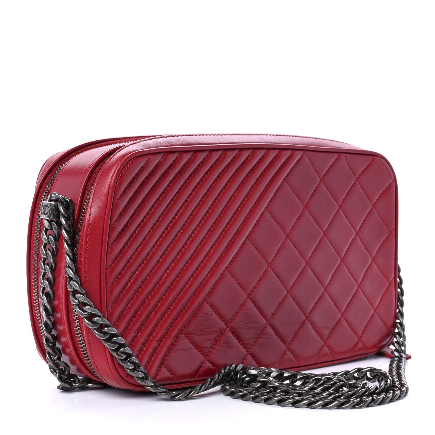 Chanel Lambskin Quilted Small Coco Boy Camera Case Red 3 of 13