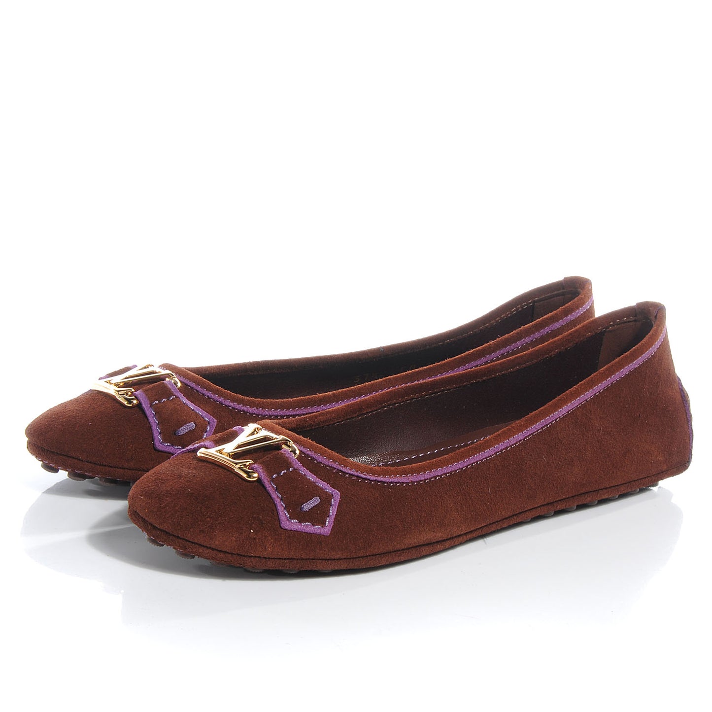 Suede Oxford Ballerina Flats Cognac 37.5