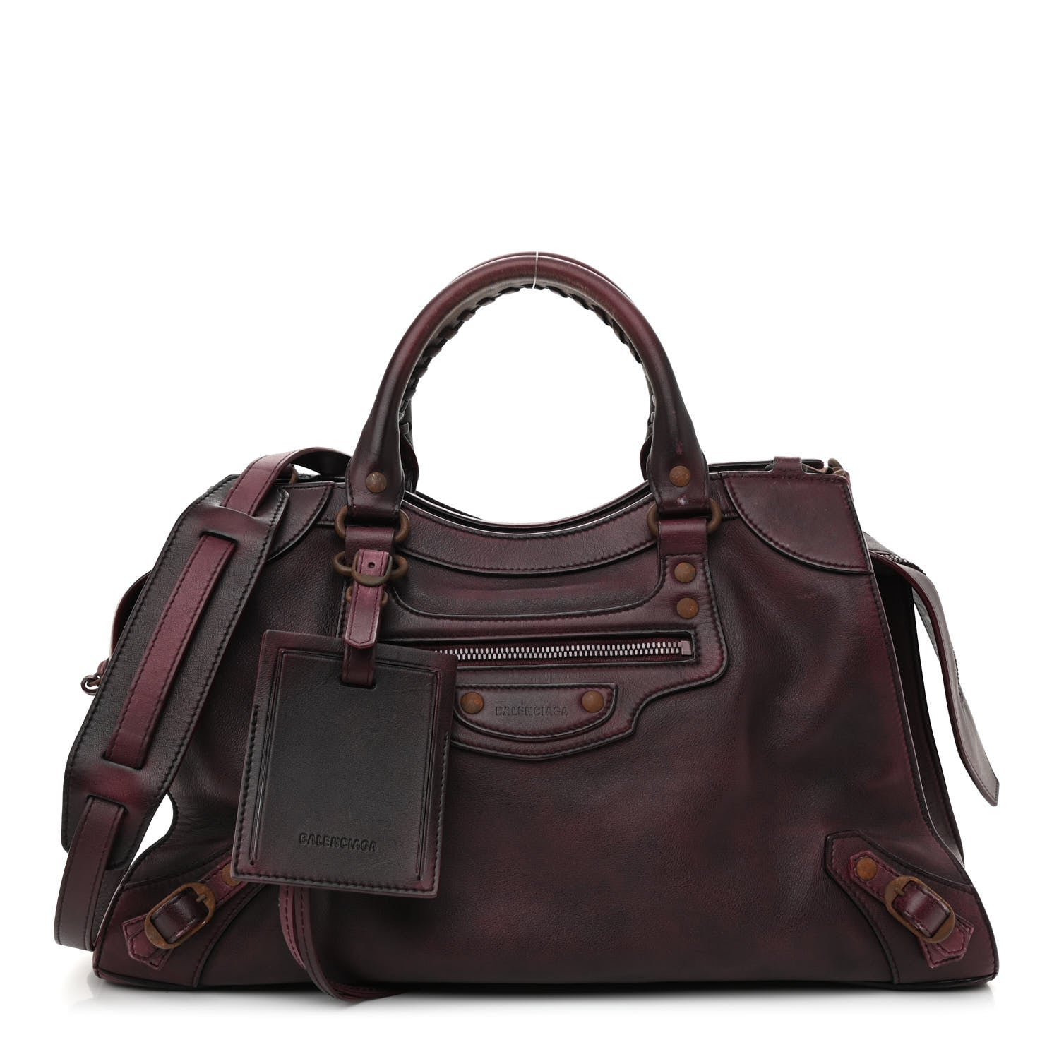 Balenciaga Used Calfskin Rust Hardware Neo Classic City Burgundy 1 of 12