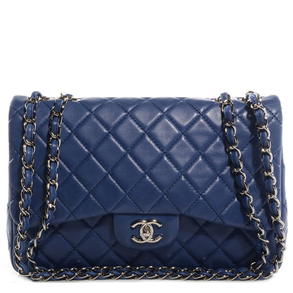 Chanel Lambskin Jumbo Single Flap Dark Blue 1 of 9