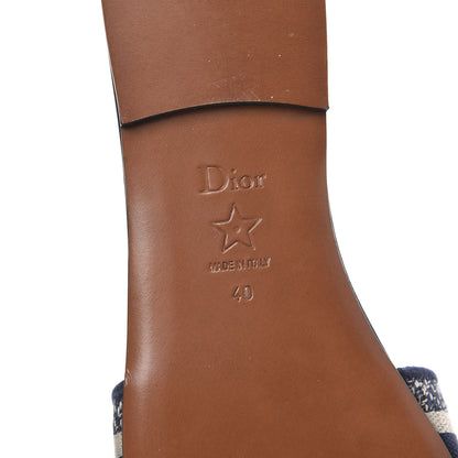 Christian Dior Canvas Embroidered Dway Mules Slide Sandals 40 Deep Blue 7 of 9