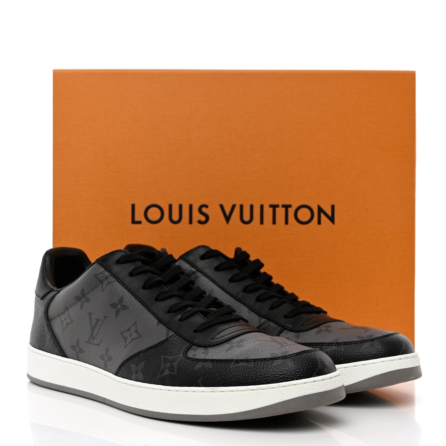 Louis Vuitton Reverse Monogram Eclipse Mens Rivoli Sneakers 10.5 Black 11 of 11