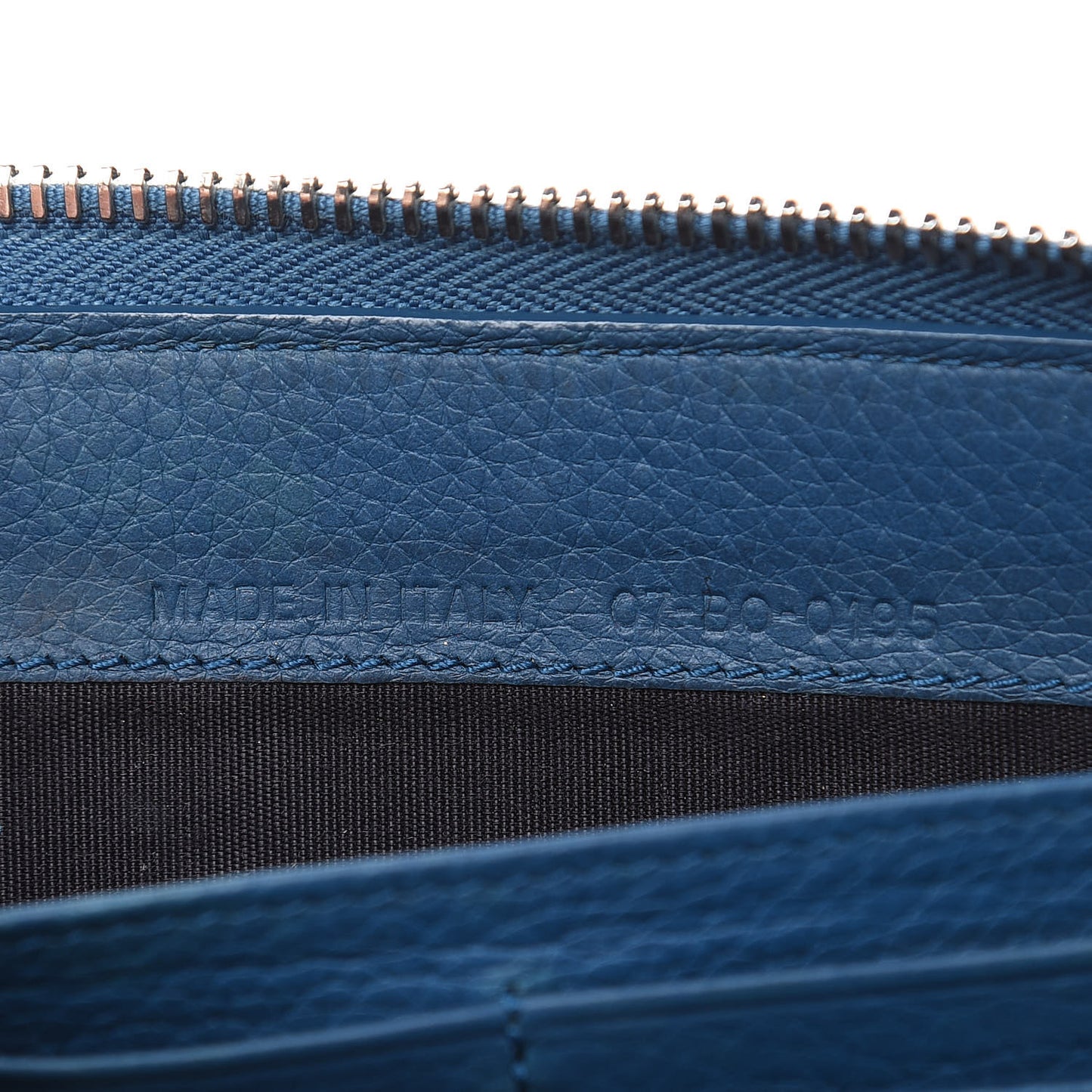 HOMME Grained Calfskin Zip Around Wallet Blue