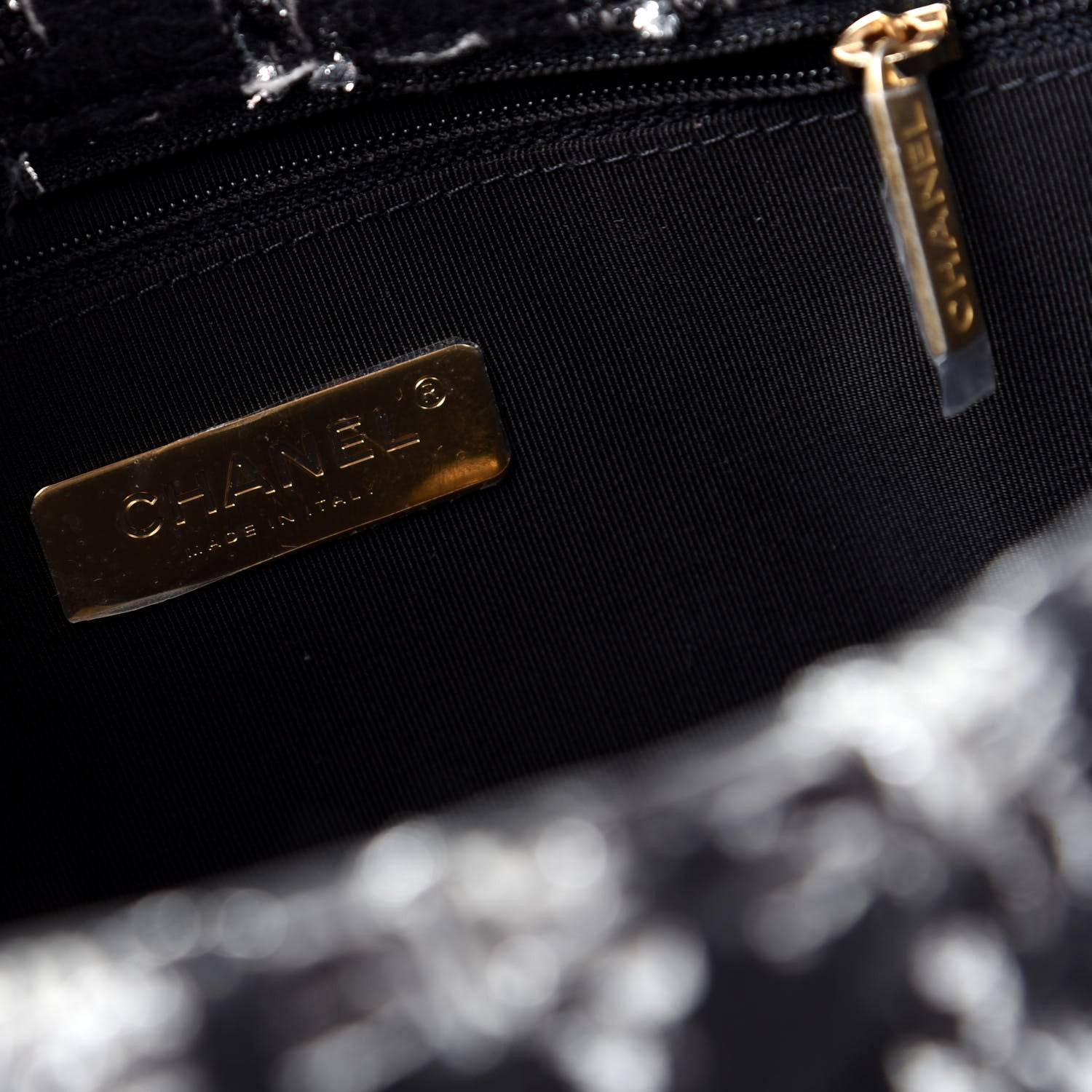 Chanel Tweed Quilted Large Chanel 19 Flap Black Silver Ecru 8 of 9