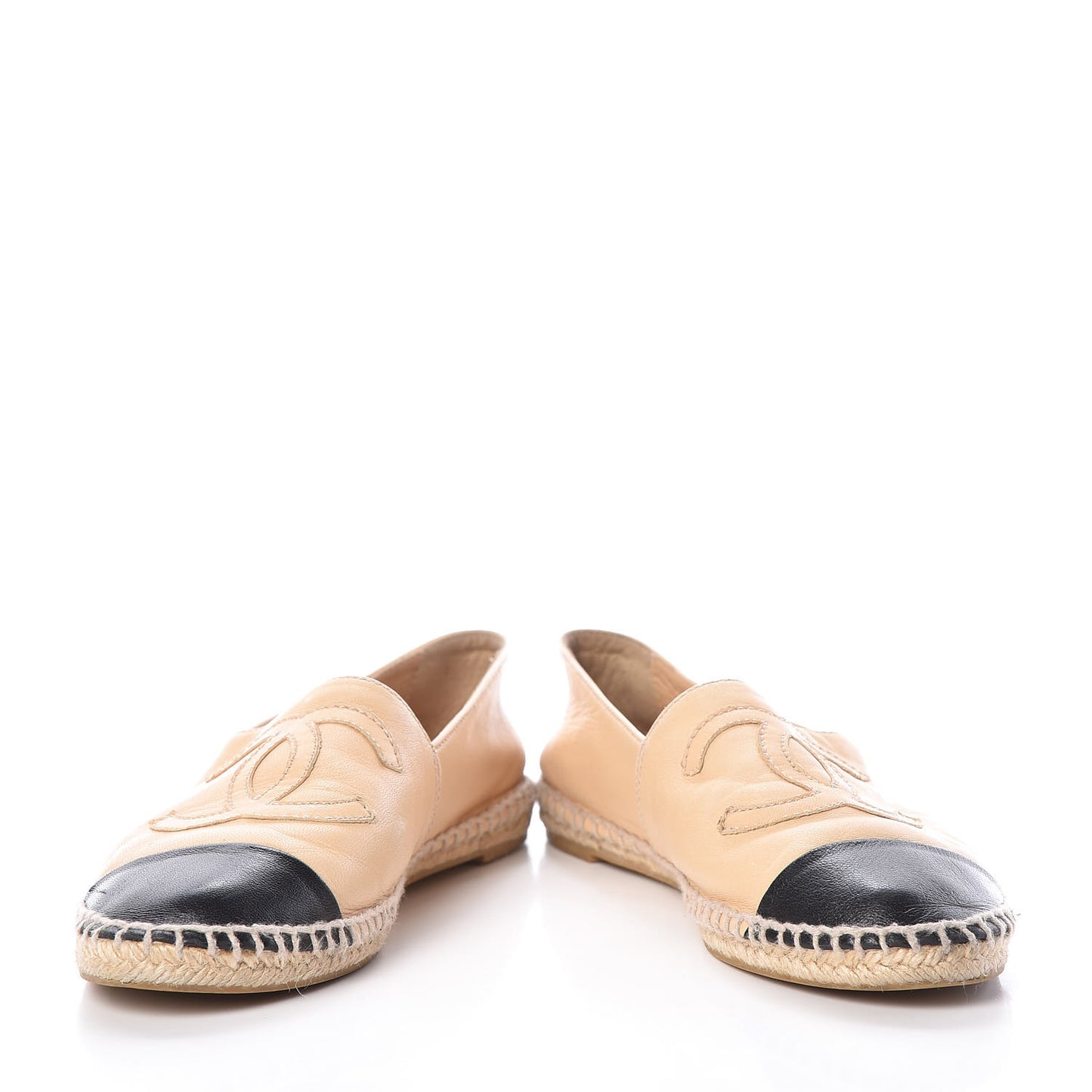 Lambskin CC Espadrilles 36 Beige Black