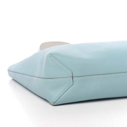 Hermes Veau Sikkim Swift Double Sens 30 Reversible Tote Gris Perle Colvert Bleu Atoll 12 of 17