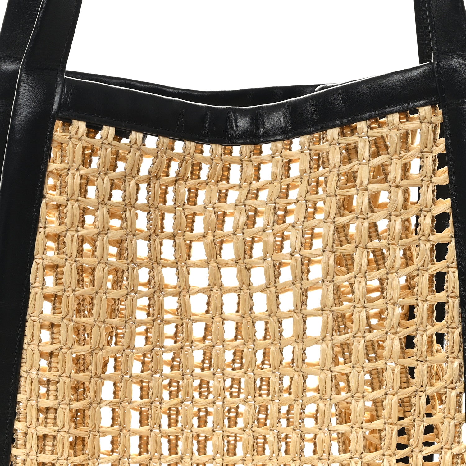 Khaite Raffia Calfskin June Cutout Palm Tote Natural Black 7 of 9