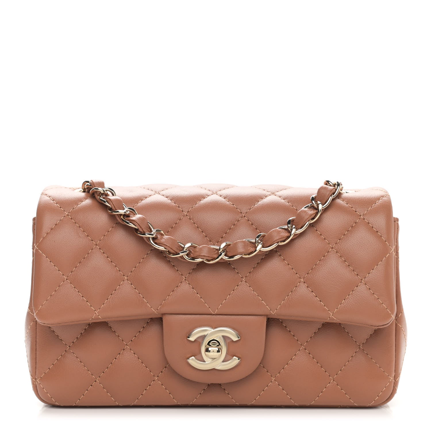 Chanel Lambskin Quilted Mini Rectangular Flap Brown 1 of 11