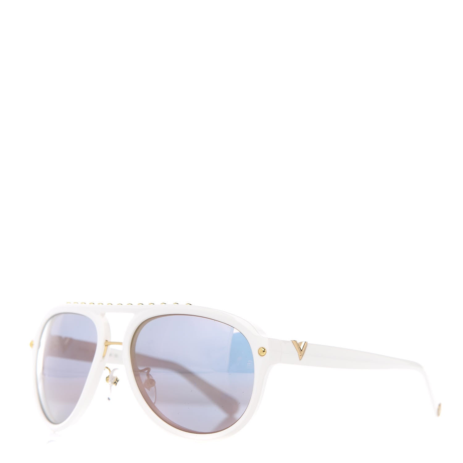 Louis Vuitton Acetate Aviator Serpico Studded Sunglasses Z2357W White 1 of 7