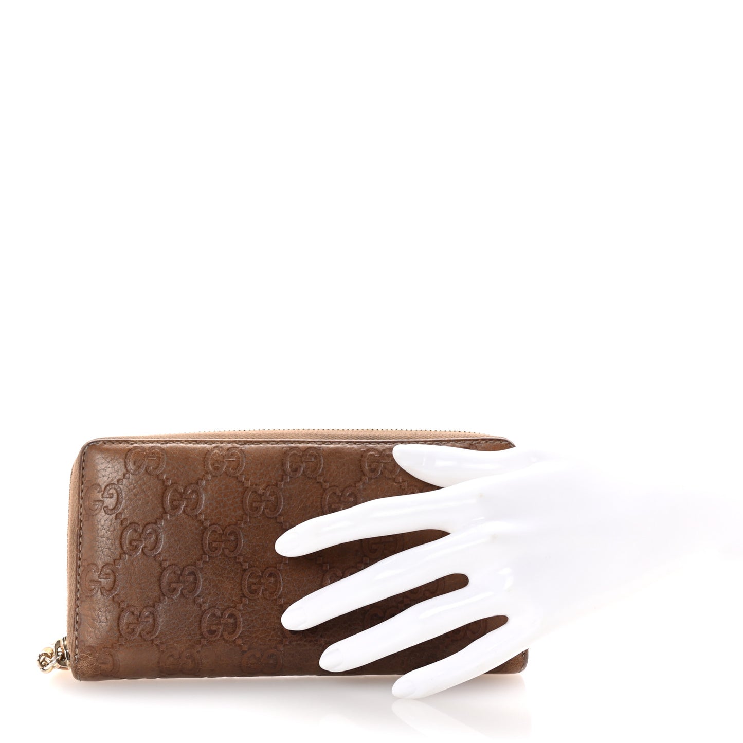 Guccissima Bamboo Tassel Zip Around Wallet Light Brown