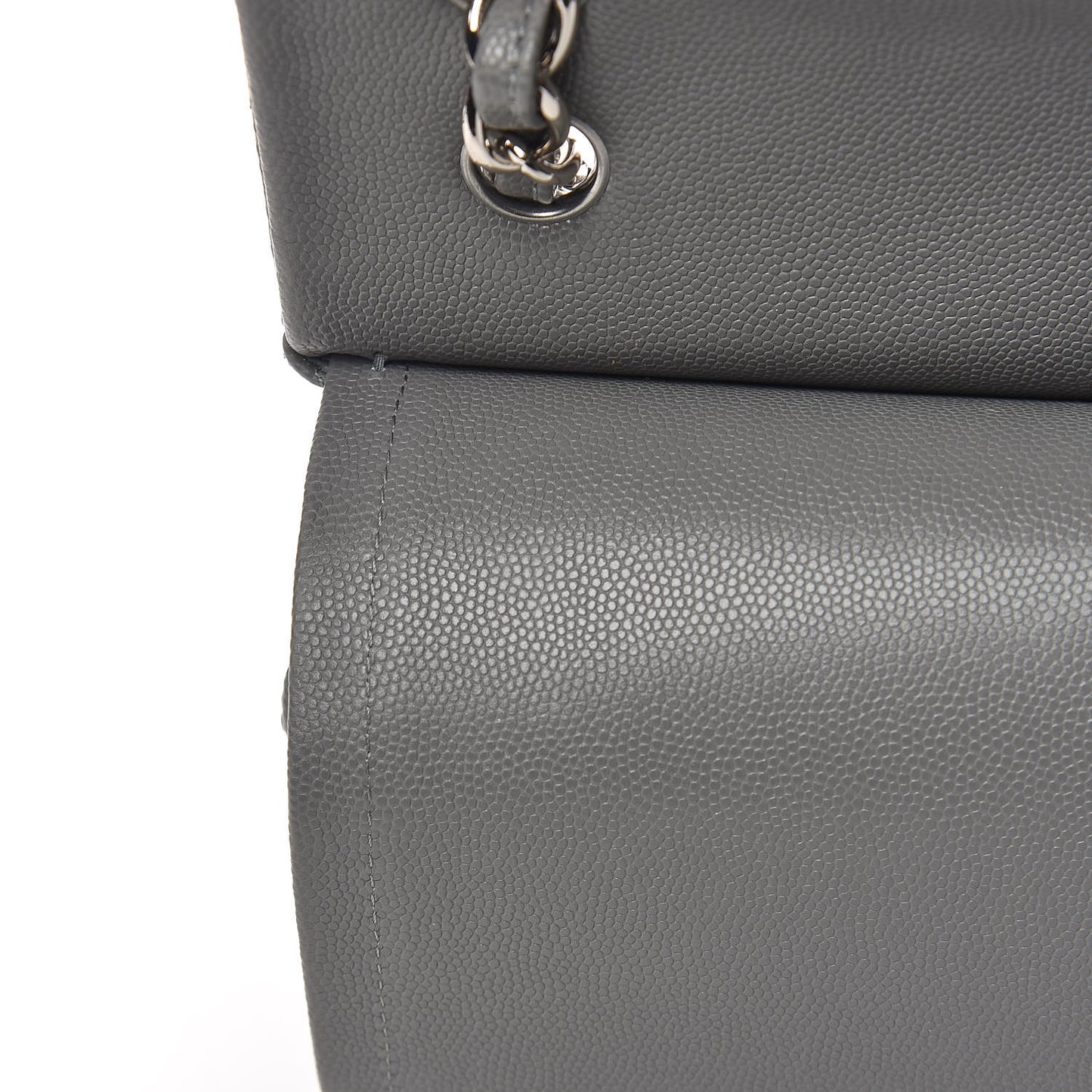 Caviar Quilted Jumbo Double Flap Grey