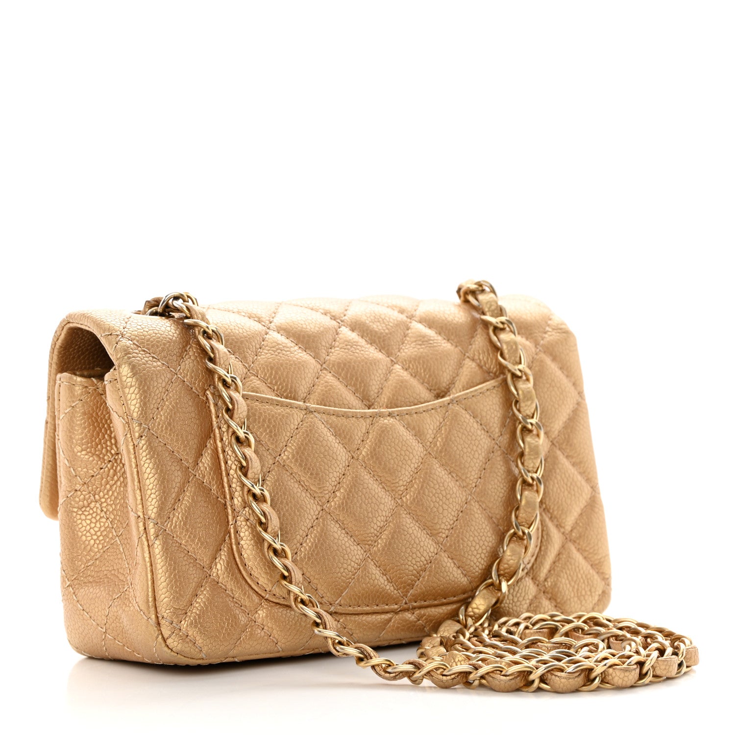 Chanel Pearly Caviar Quilted Mini Rectangular Flap Gold 3 of 12