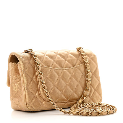 Chanel Pearly Caviar Quilted Mini Rectangular Flap Gold 3 of 12
