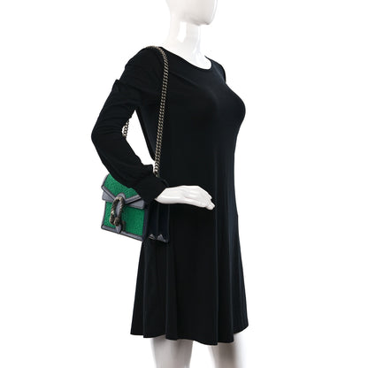 Gucci Casy Wool Azalea Calfskin Small Dionysus Shoulder Bag Deep Emerald Black 2 of 9