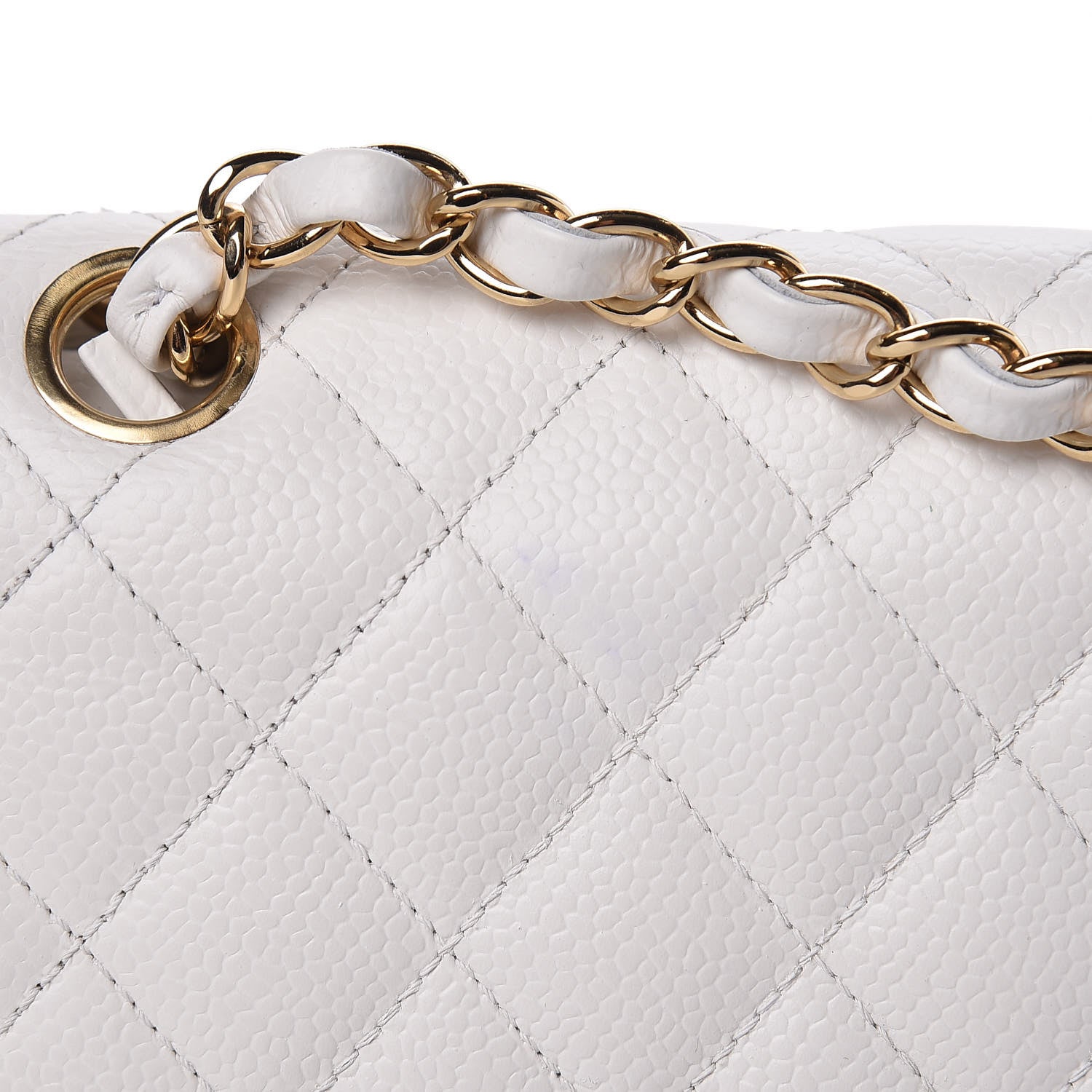 Chanel Caviar Quilted Medium Double Flap White 9 of 12