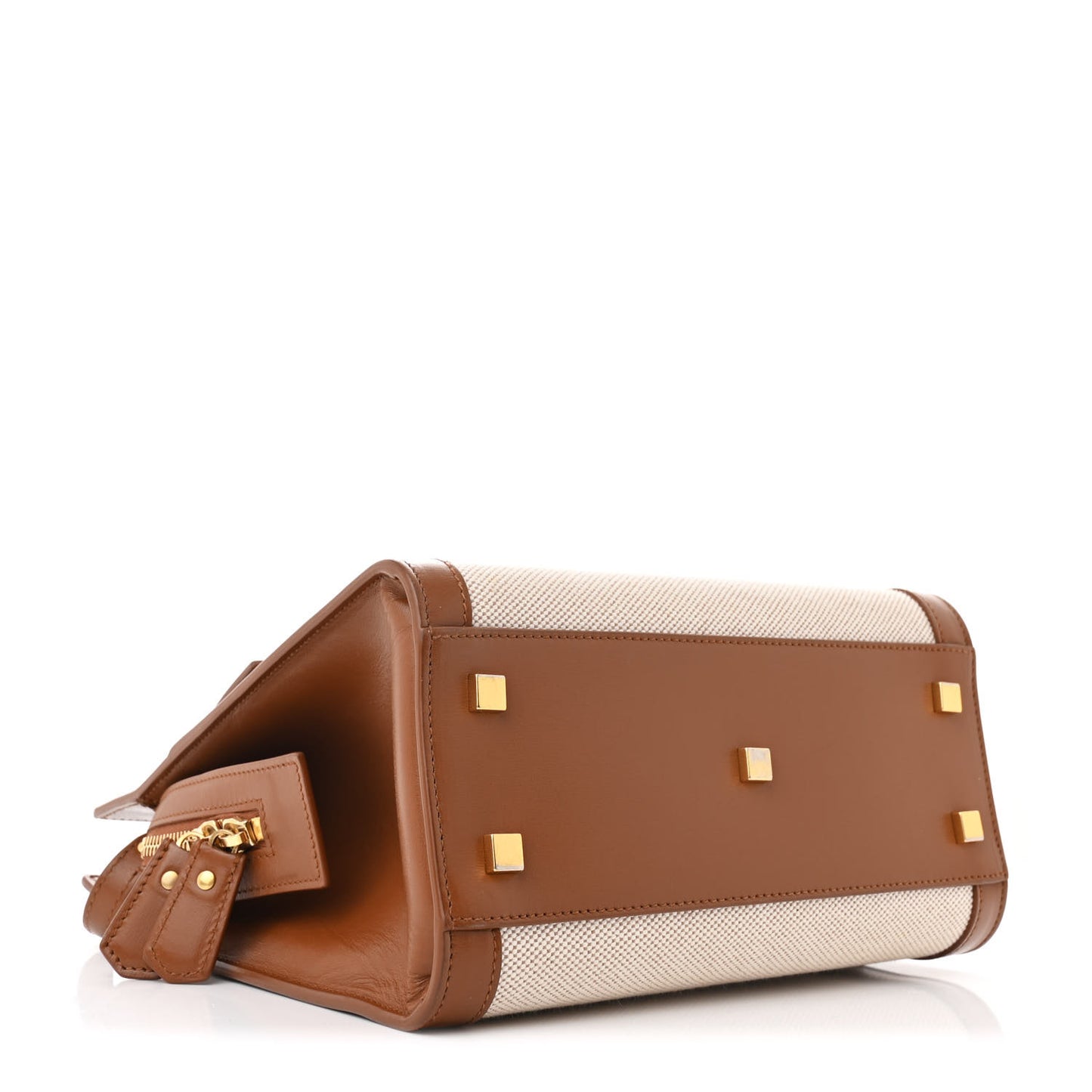 Canvas Calfskin Small Uptown Tote Brown