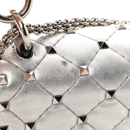 Valentino Garavani Metallic Nappa Medium Rockstud Spike Shoulder Bag Silver 17 of 17