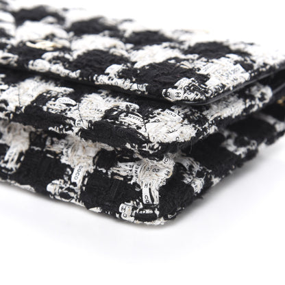 Chanel Tweed Quilted Wallet On Chain WOC Black Ecru White 10 of 11