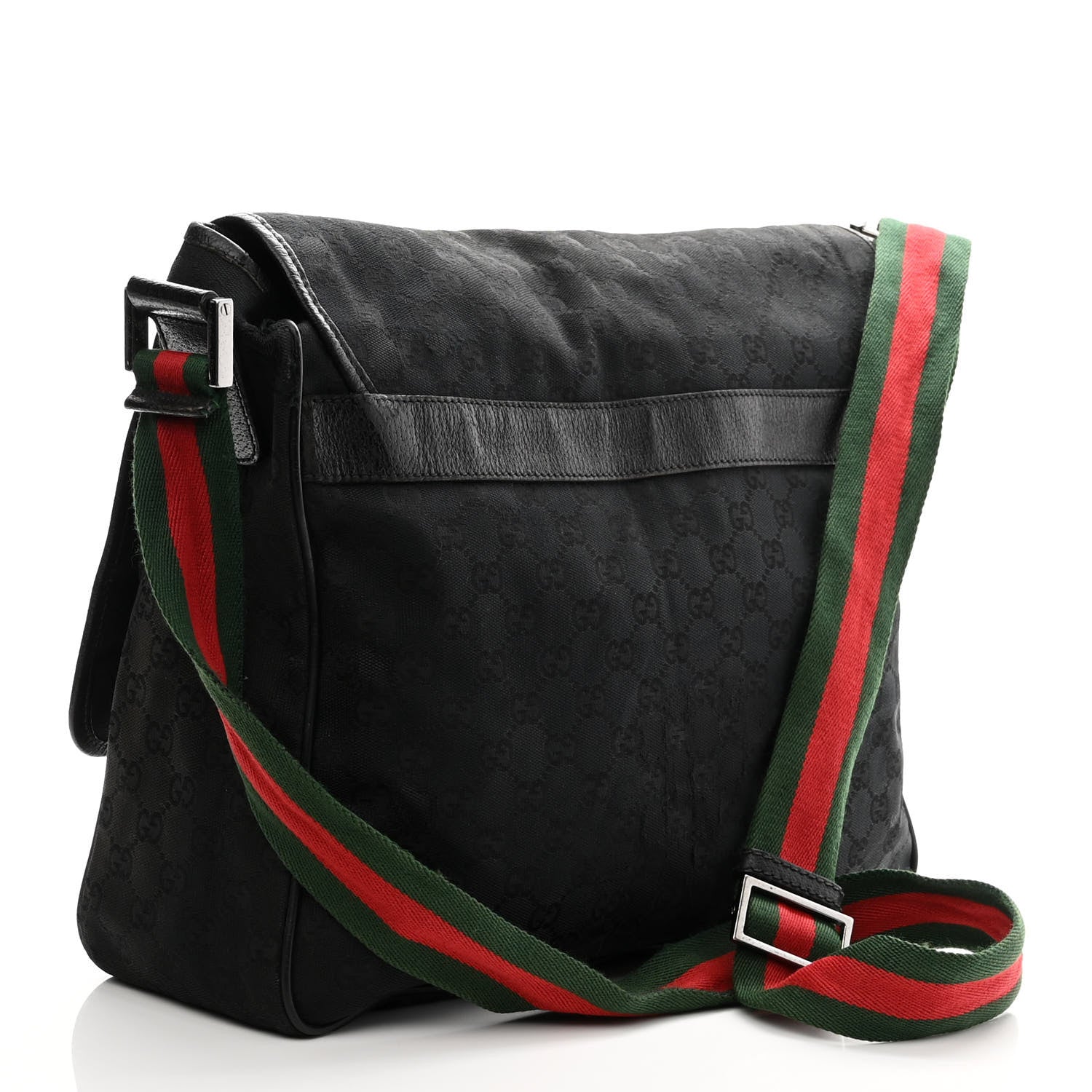 Gucci Monogram Web Medium Flap Messenger Black 3 of 11
