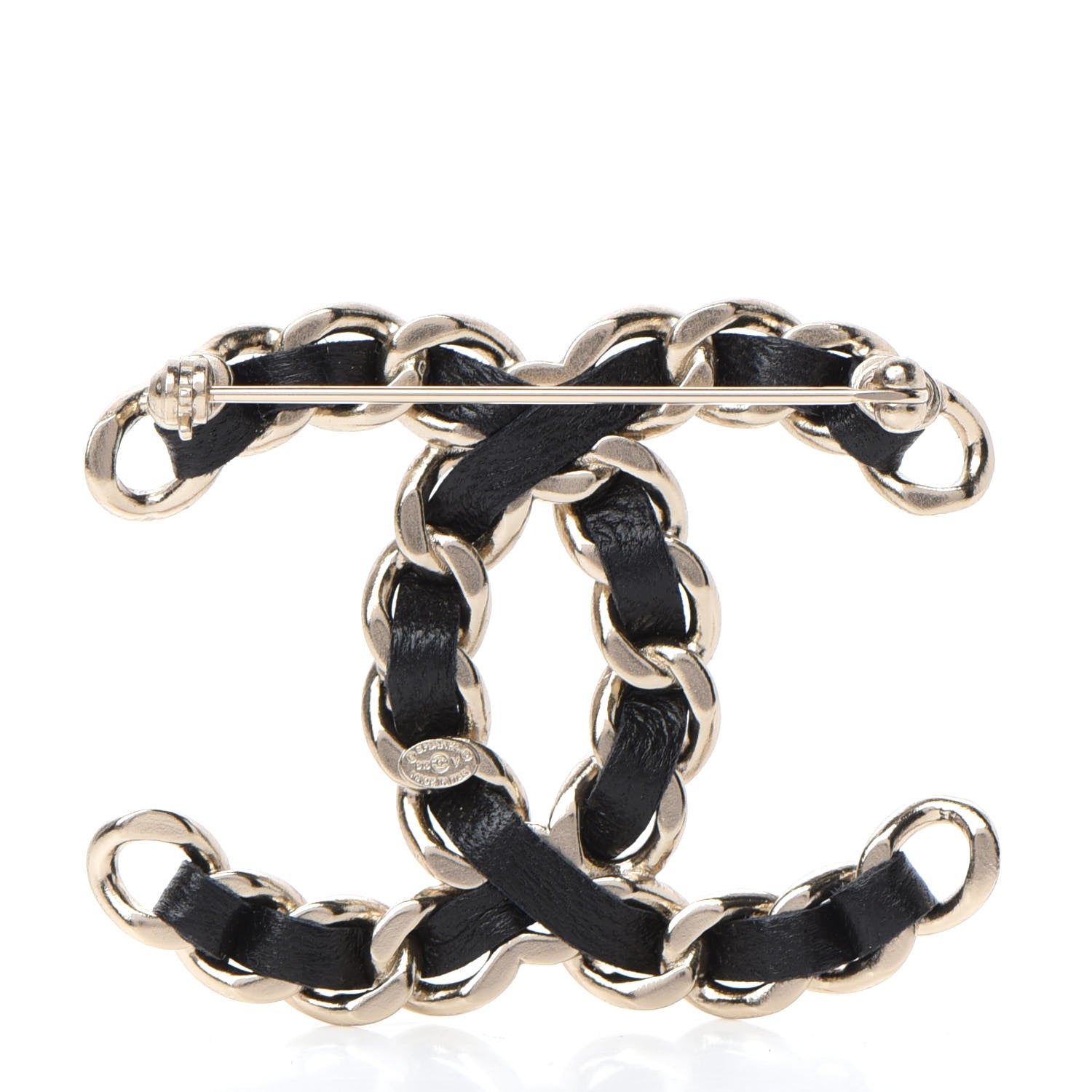 Chanel Lambskin Chain CC Brooch Black Gold 3 of 5