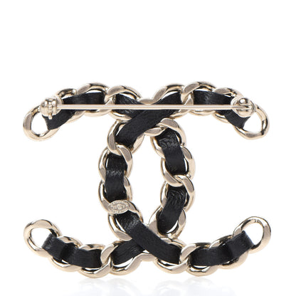Chanel Lambskin Chain CC Brooch Black Gold 3 of 5