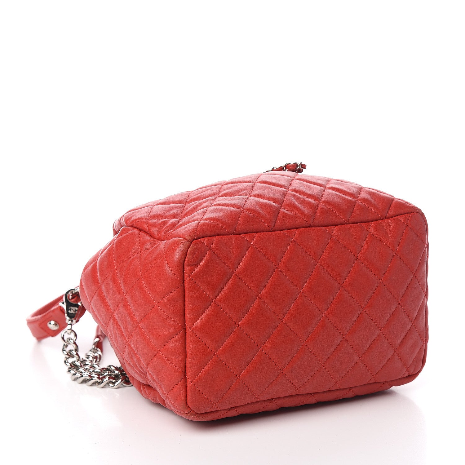 Chanel Lambskin Quilted Small CC Chain Drawstring Bucket Bag Red 3 of 10