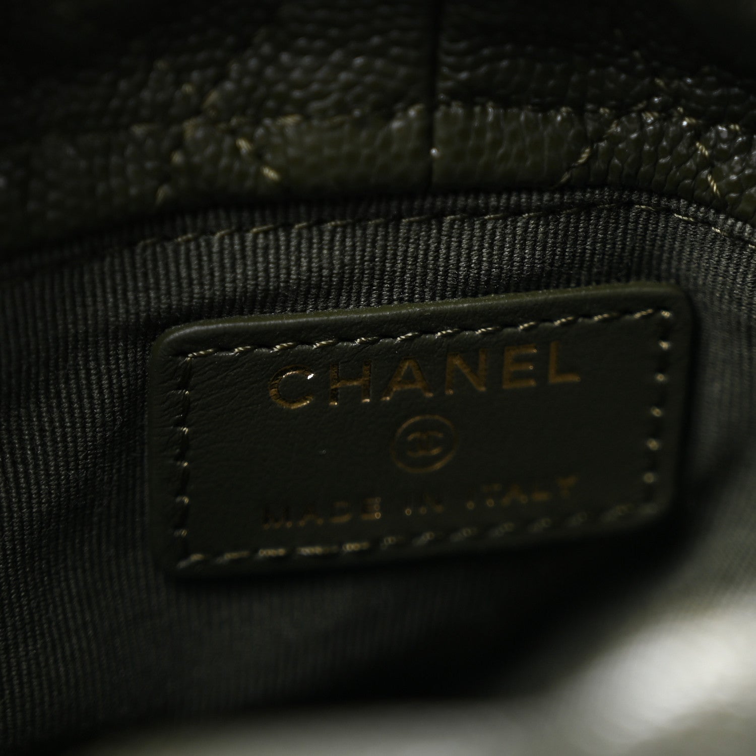 Chanel Caviar Quilted Coco First Bucket Clutch With Chain Khaki 6 of 12