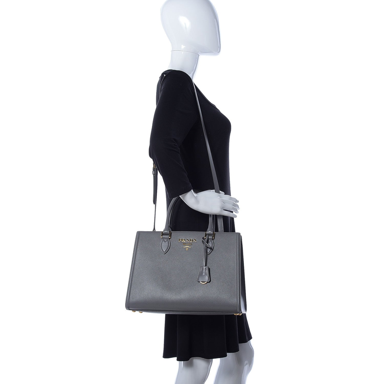 Prada Saffiano Soft Calfskin Tote Marmo 2 of 9