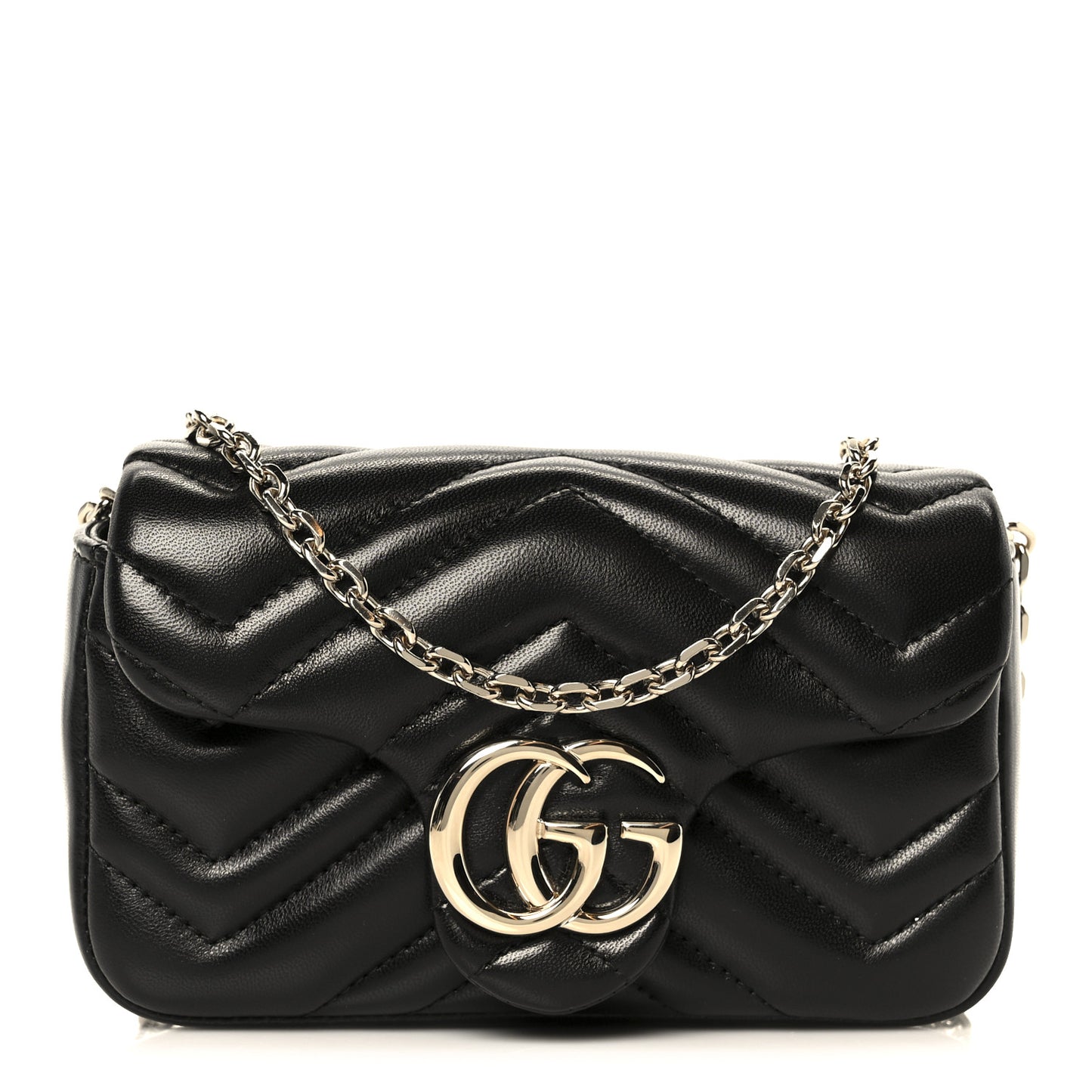 Lambskin Matelasse Mini GG Marmont Shoulder Bag Black
