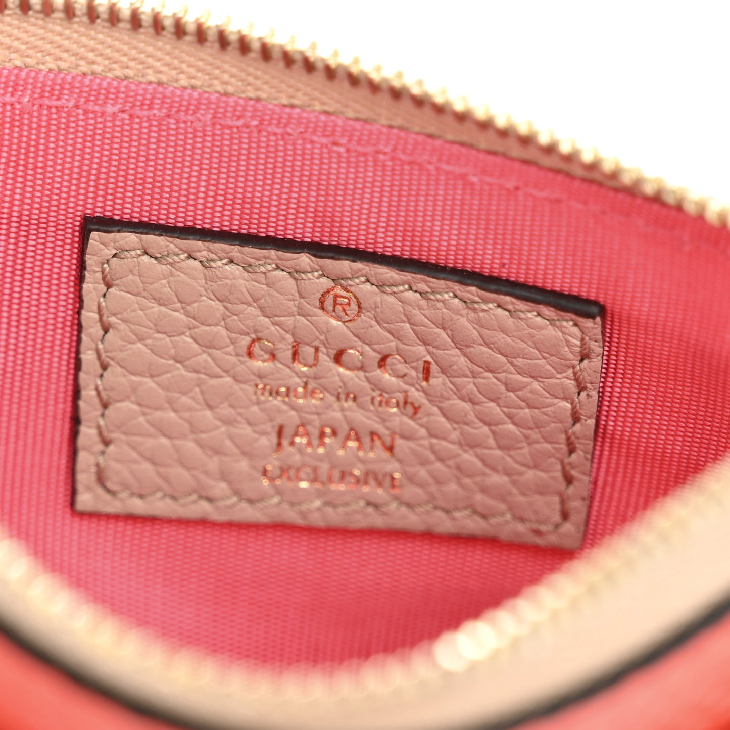 Dollar Calfskin GG Marmont Zip Key Pouch Beige Sun Orange