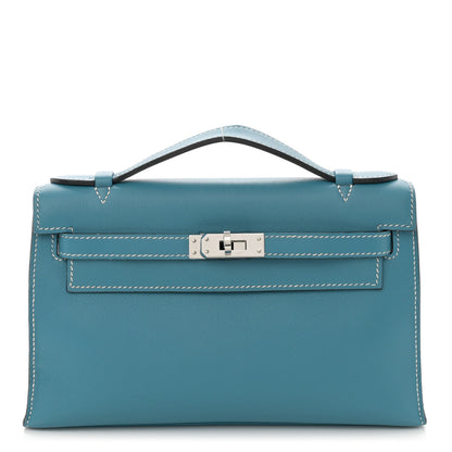 Hermes Swift Kelly Pochette Clutch Blue Jean 1 of 11