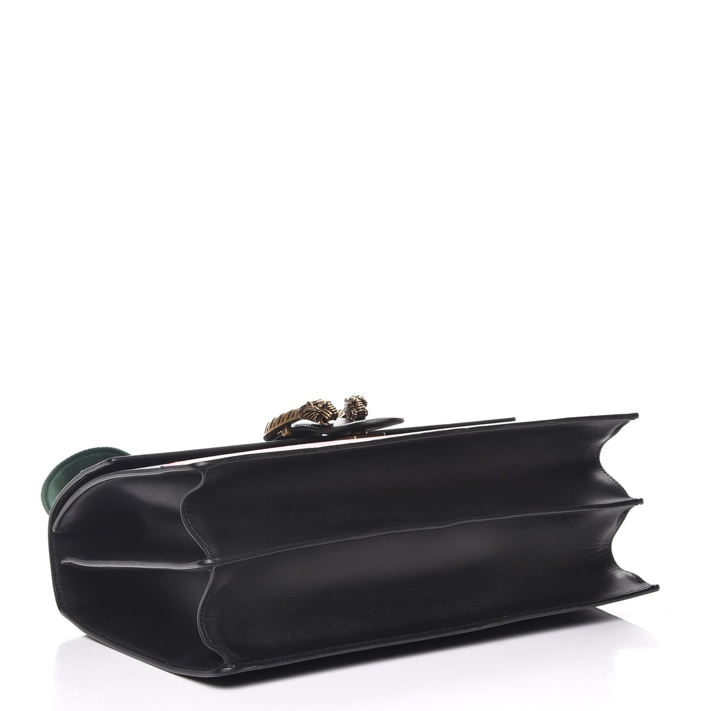 Calfskin Bamboo Web Large Dionysus Top Handle Bag Black Bright Evergreen Hibiscus Red