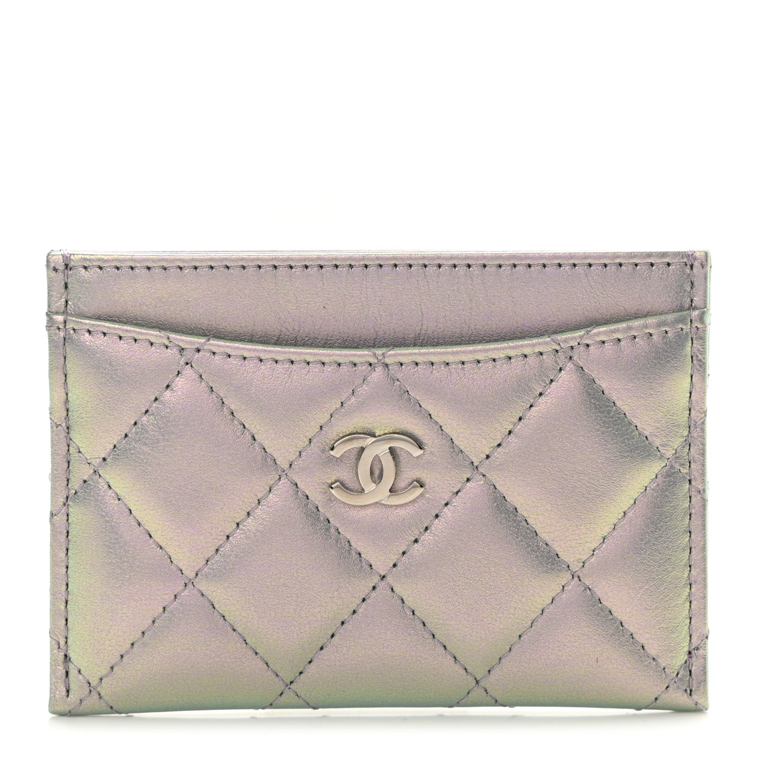 Chanel Iridescent Calfskin Quilted Card Holder Light Purple 1 of 9