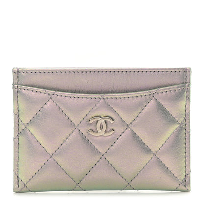 Chanel Iridescent Calfskin Quilted Card Holder Light Purple 1 of 9