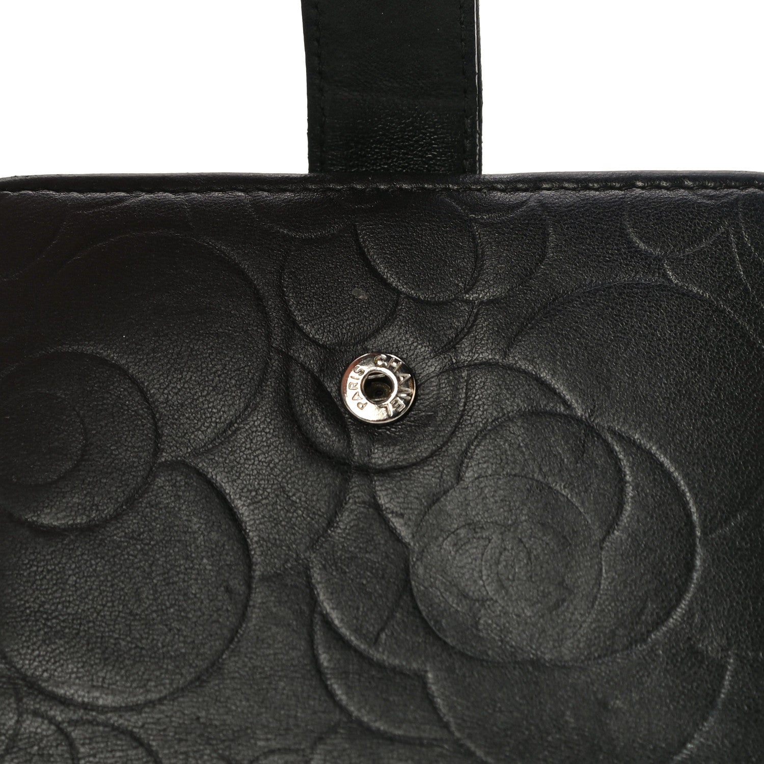 Chanel Lambskin Embossed Camellia French Wallet Black 19 of 21
