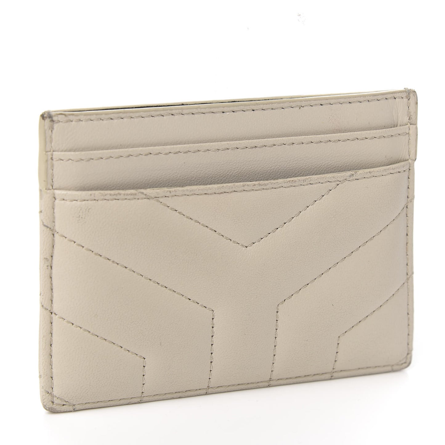 Calfskin Y Quilted Monogram LouLou Credit Card Case Ivory