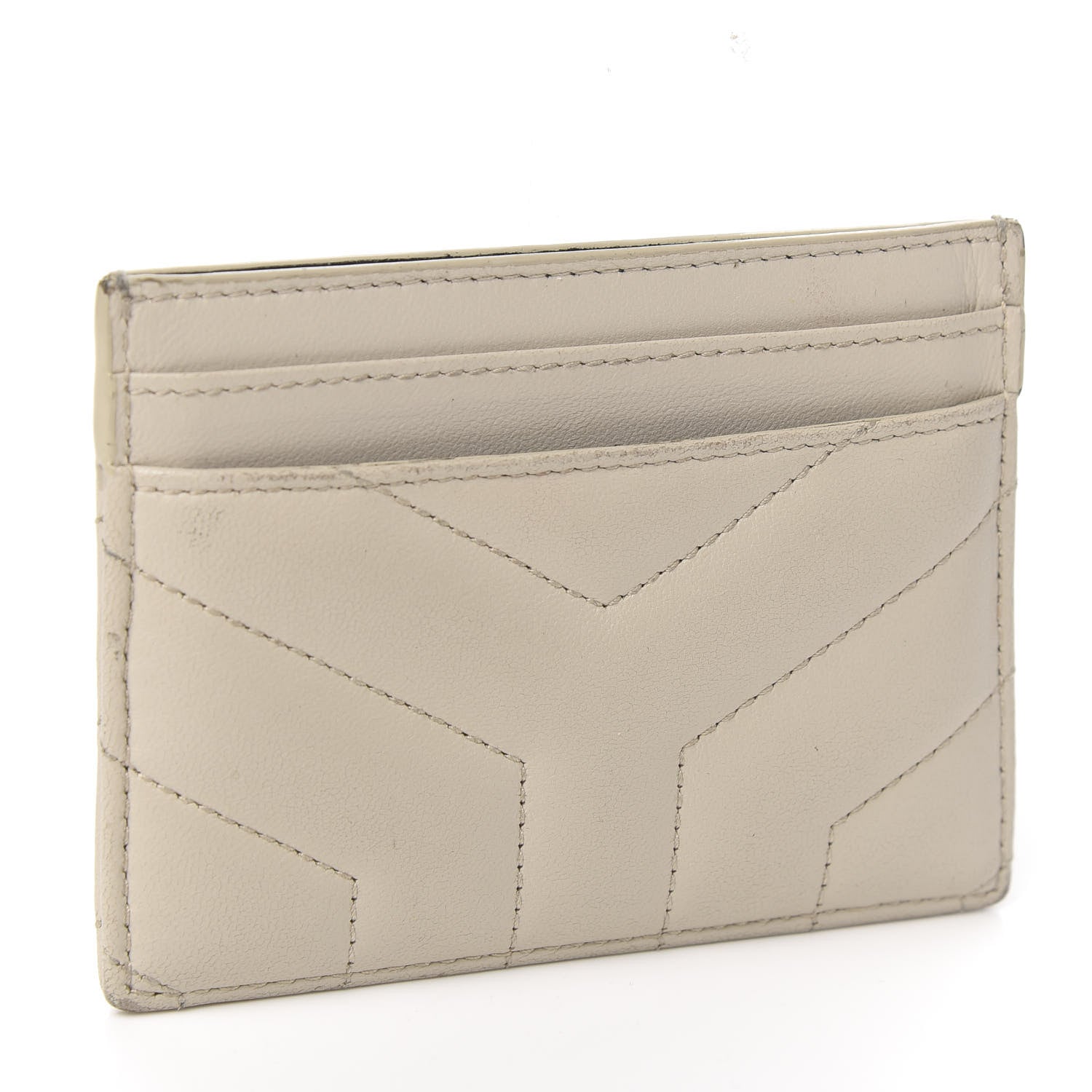 Saint Laurent Calfskin Y Quilted Monogram LouLou Credit Card Case Ivory 2 of 11