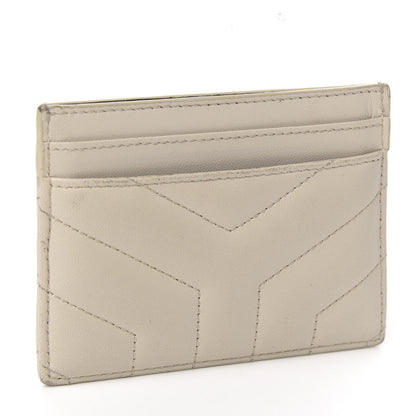Saint Laurent Calfskin Y Quilted Monogram LouLou Credit Card Case Ivory 2 of 11