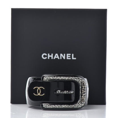 Chanel Resin Crystal CC Buckle Cuff Bracelet Black 5 of 5