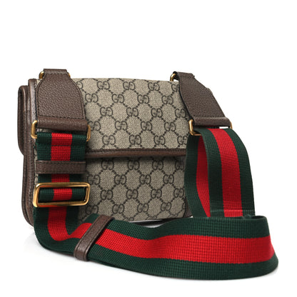 Gucci GG Supreme Monogram Web Small Neo Vintage Double Flap Messenger Bag Beige New Acero 3 of 9